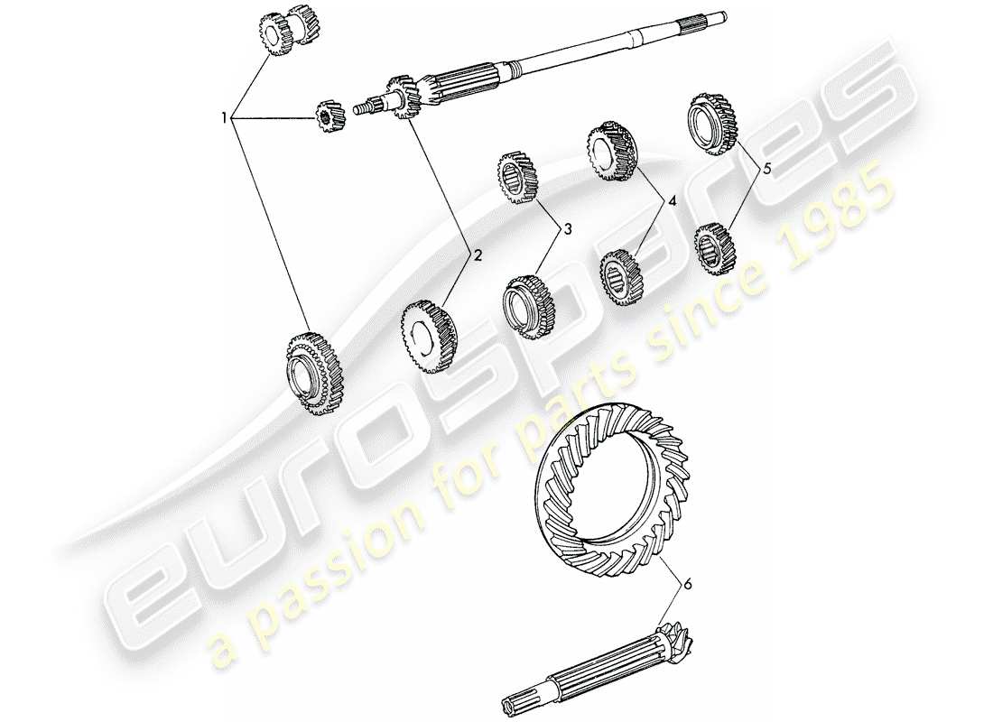 porsche 911/912 (1968) gear wheel sets - 5-speed - transmission part diagram