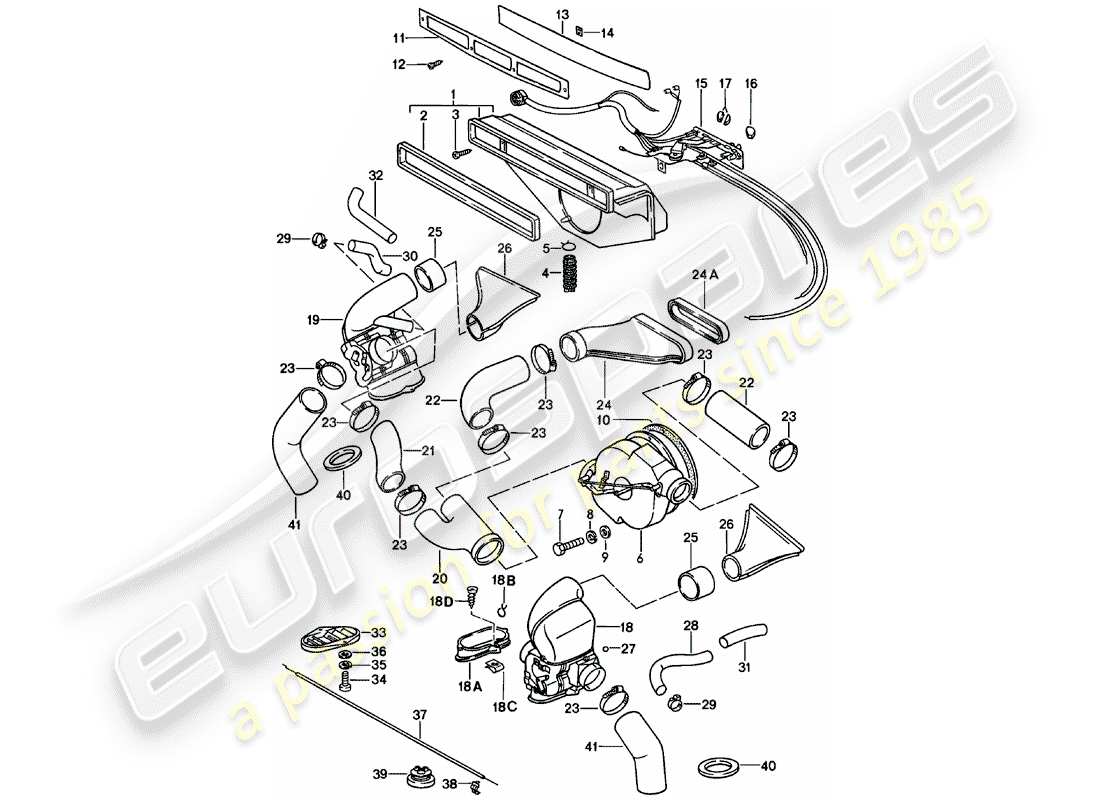 porsche 911 (1981) ventilation - heating system 1 part diagram