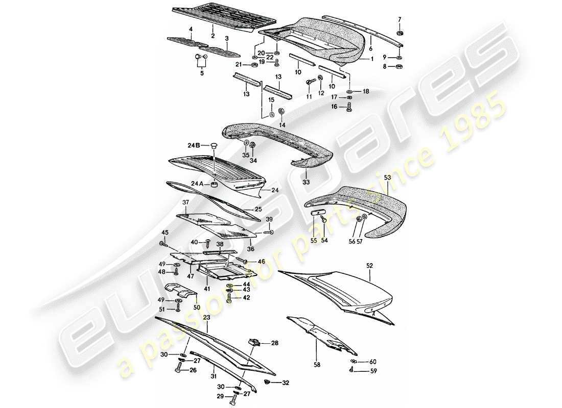 porsche 911 (1981) rear spoiler part diagram