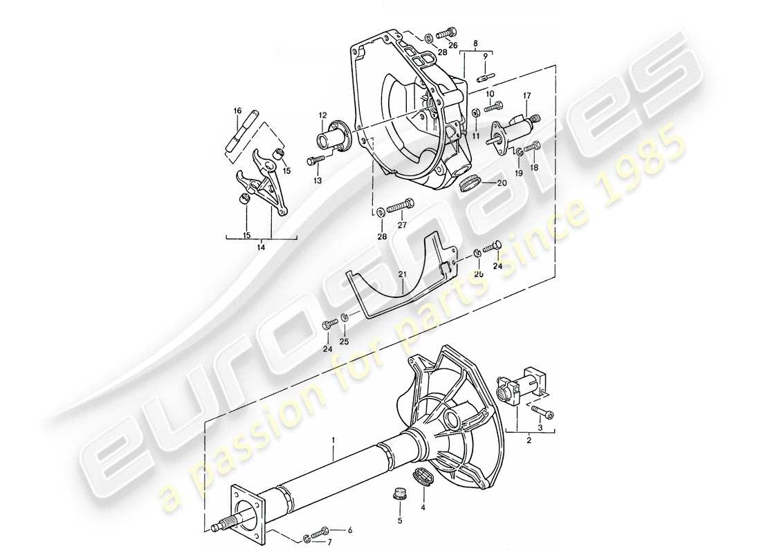 porsche 924s (1987) central tube - manual gearbox part diagram