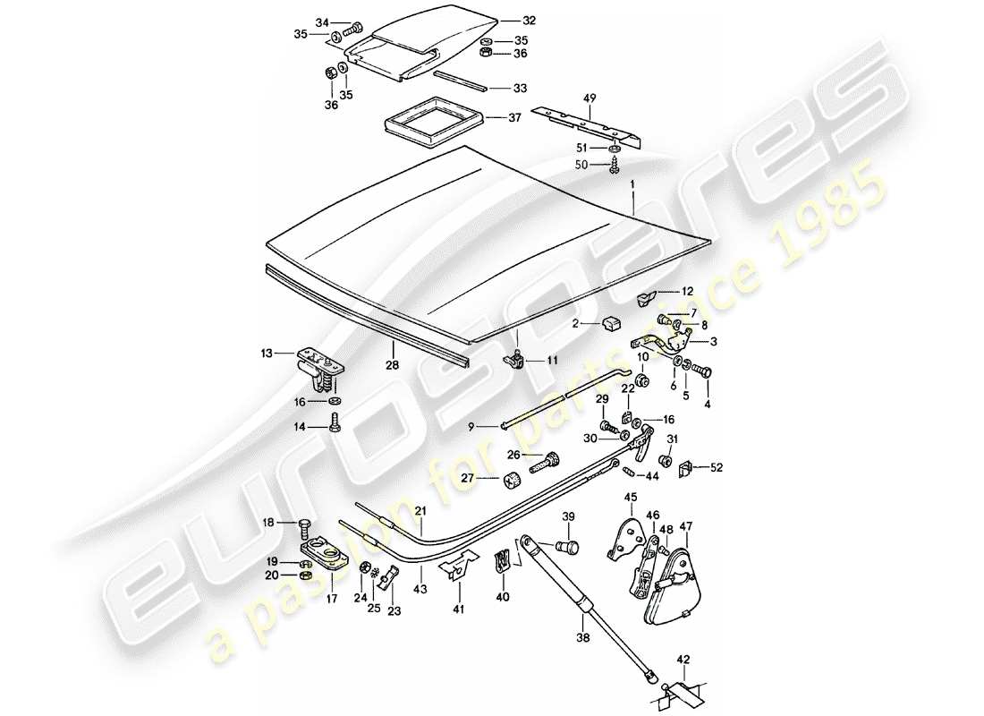 porsche 924 (1980) cover part diagram