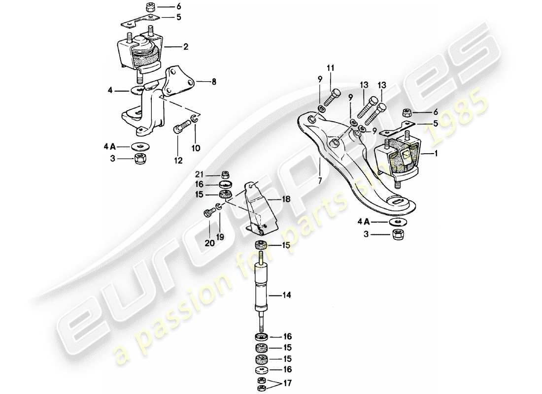 porsche 924 (1982) engine suspension part diagram