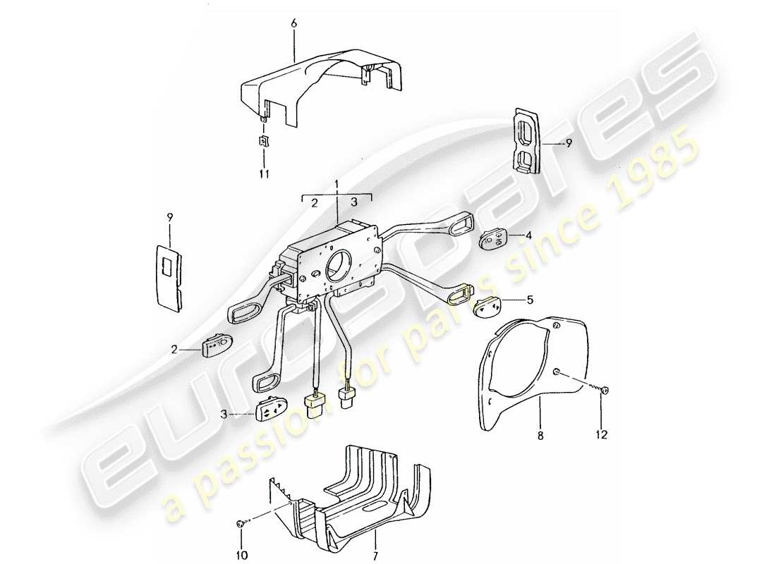 porsche 996 t/gt2 (2004) steering column switch part diagram