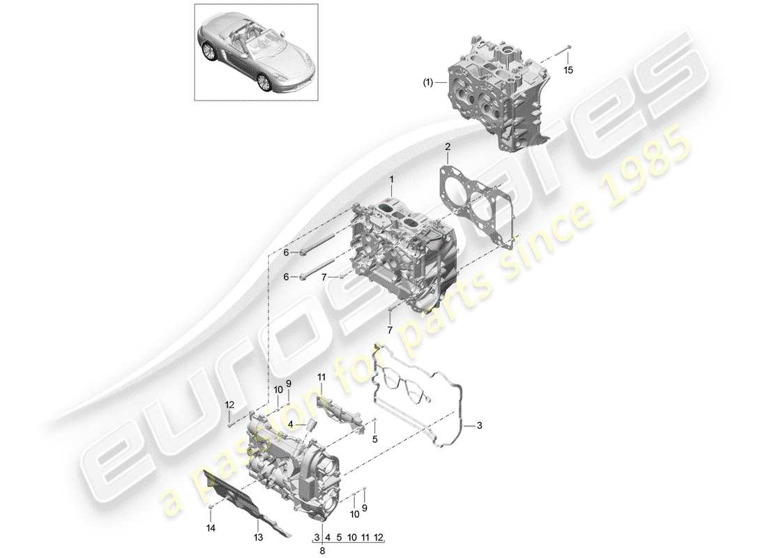 porsche 718 boxster (2018) cylinder head part diagram