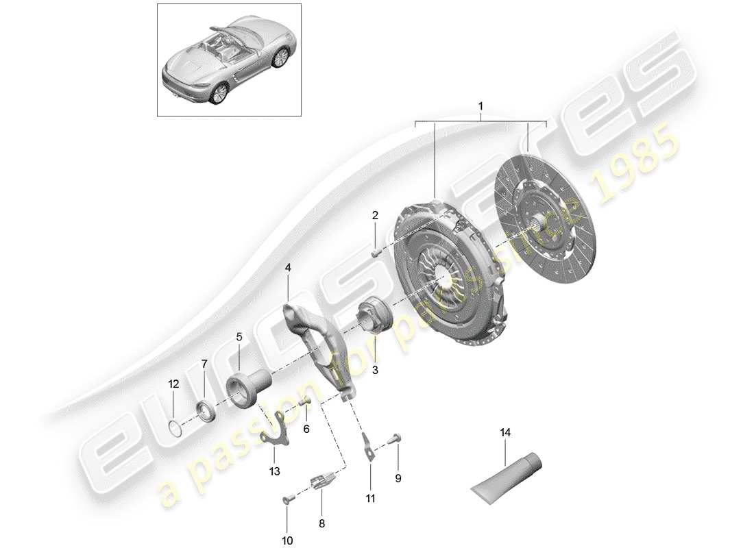 porsche 718 boxster (2018) clutch part diagram