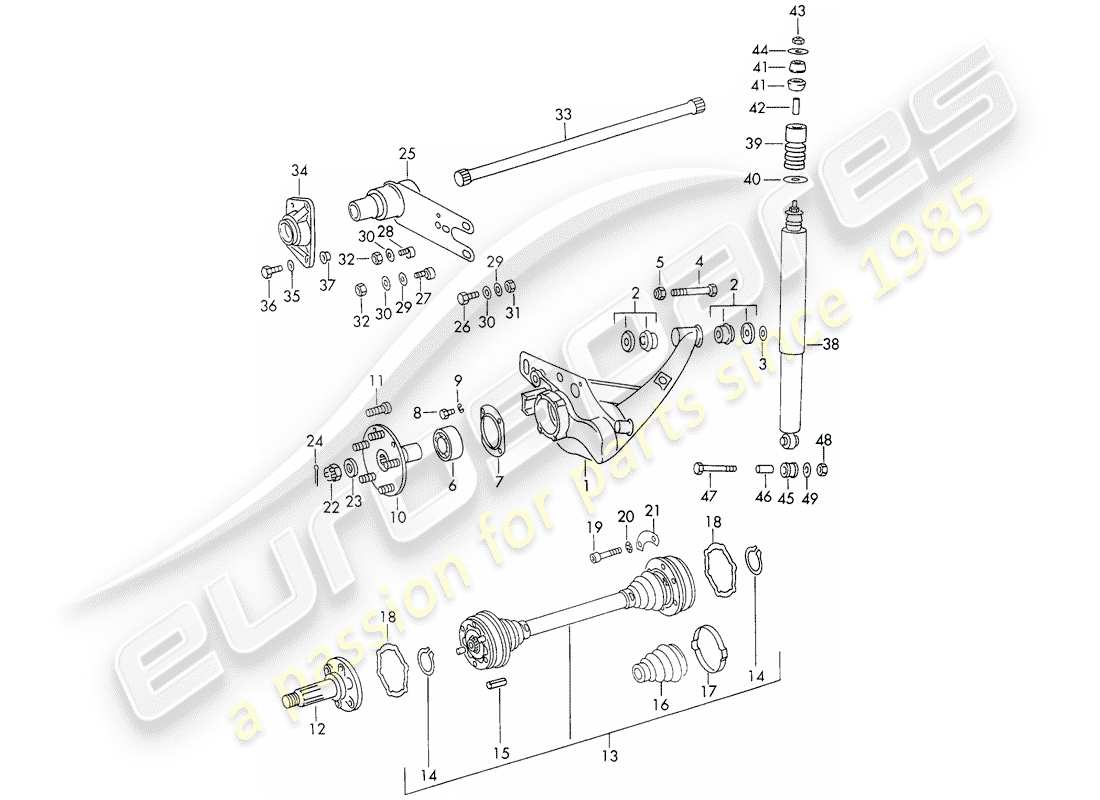 porsche 911 (1971) rear axle part diagram