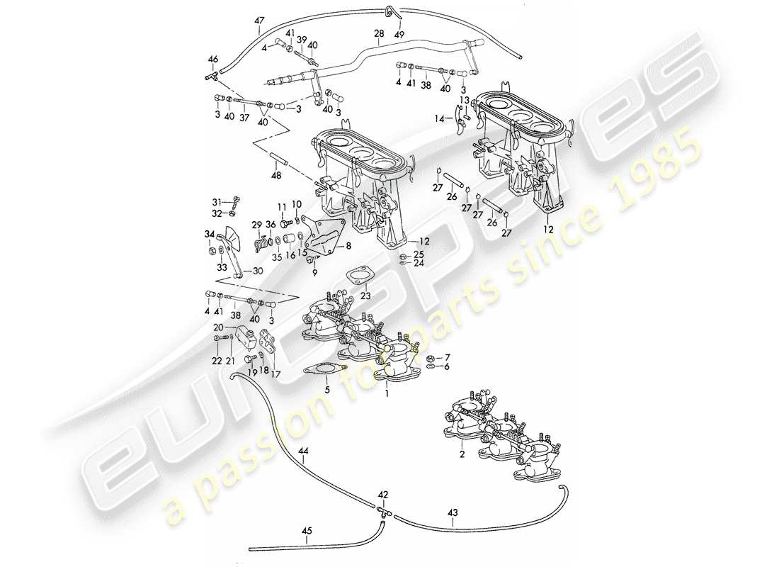 porsche 911 (1971) injection system - throttle body - d - mj 1972>> part diagram