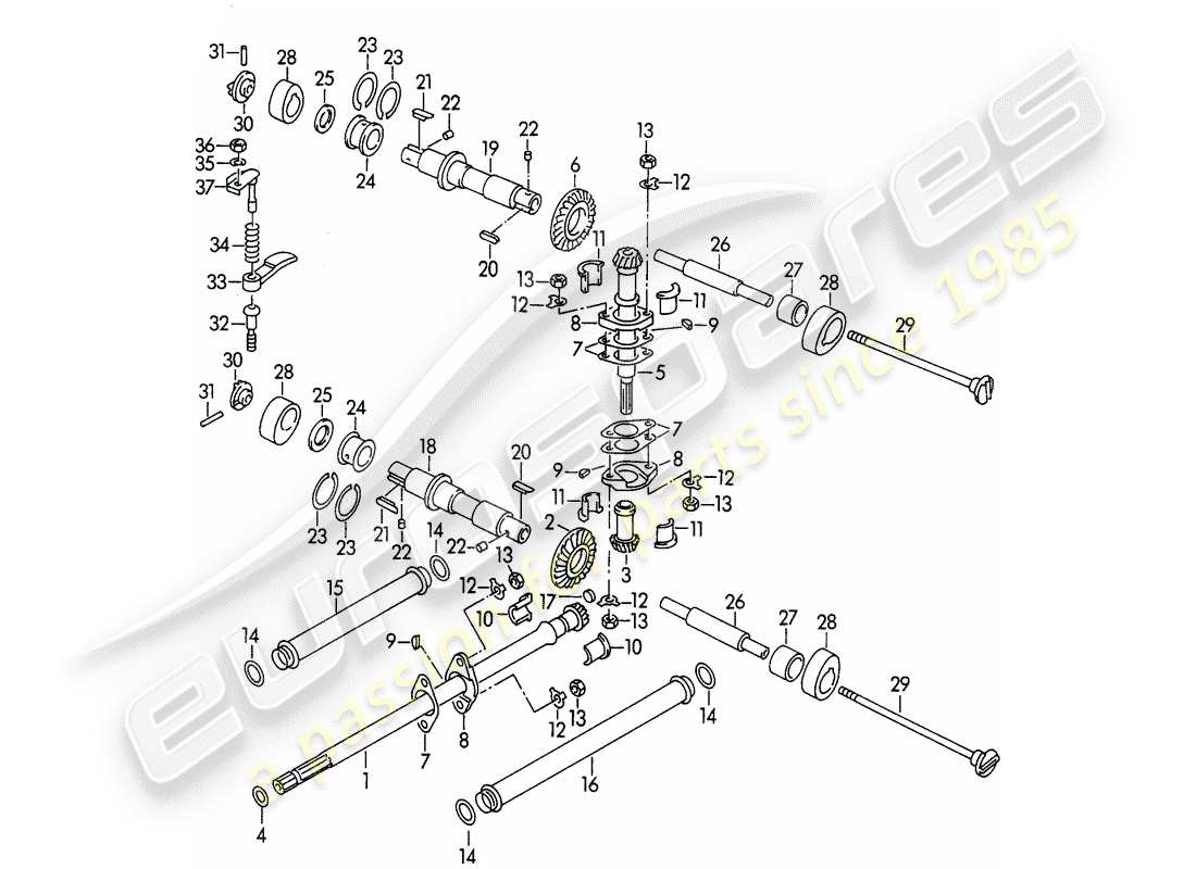 porsche 356/356a (1953) valve control - m 90 501 >> 91 000 part diagram