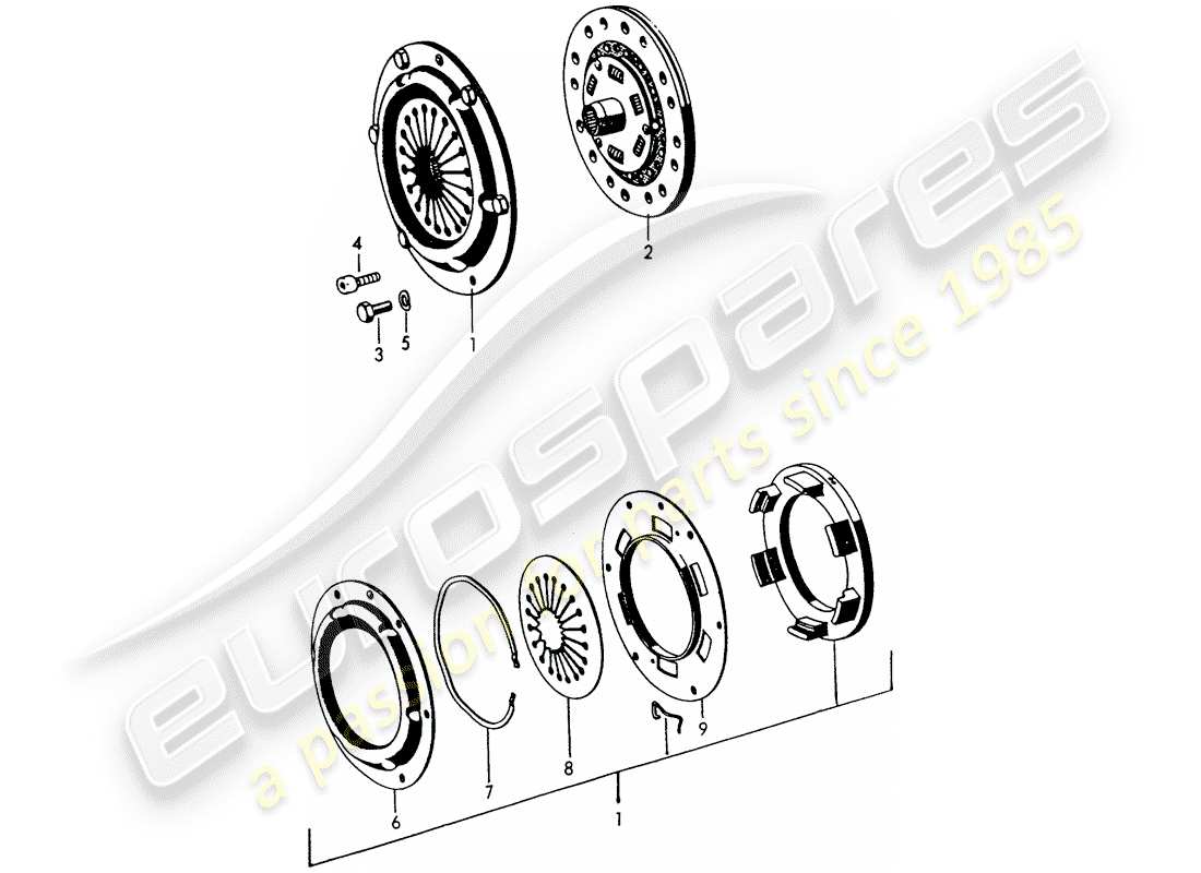 porsche 356b/356c (1961) clutch part diagram