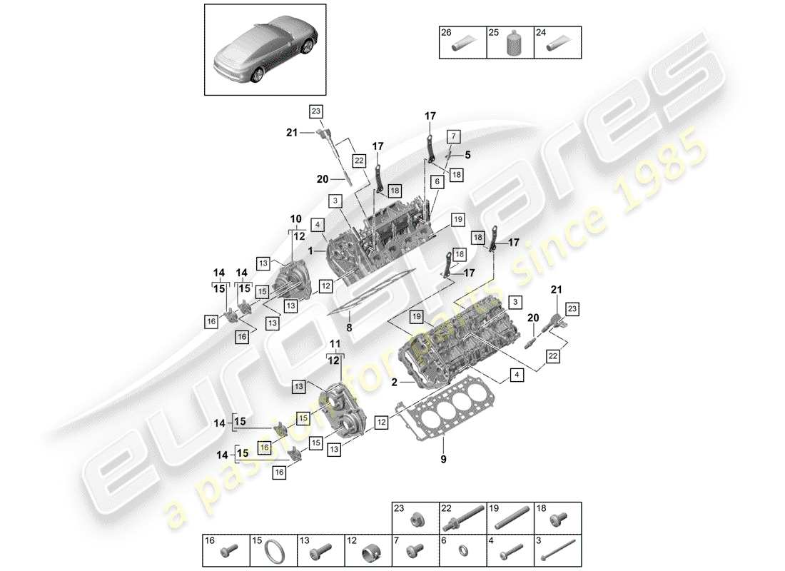 porsche panamera 971 (2019) cylinder head part diagram