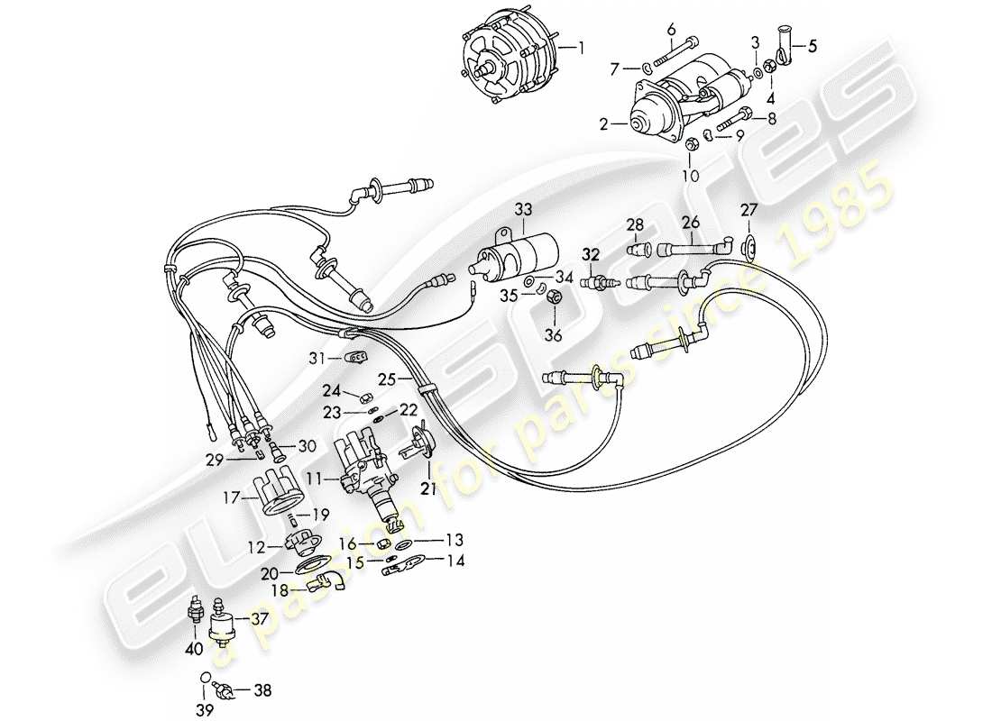 porsche 911 (1971) engine electrics part diagram