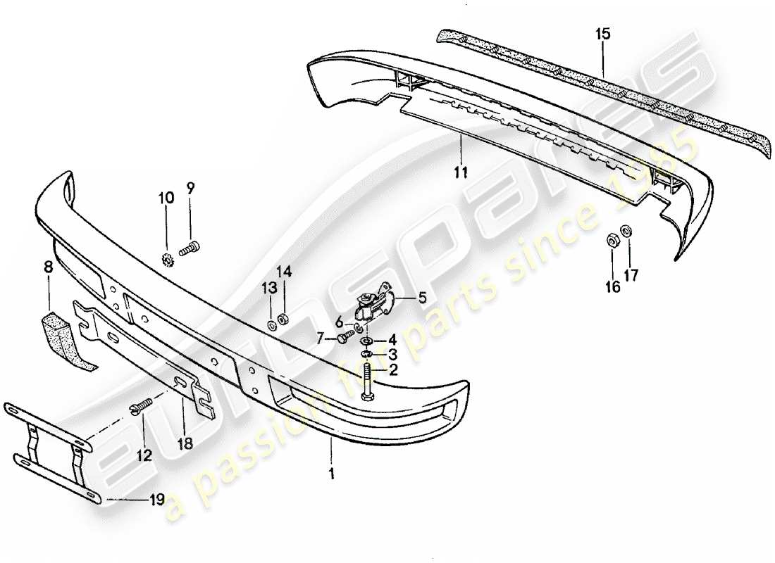 porsche 924 (1982) bumper - without: - buffer part diagram