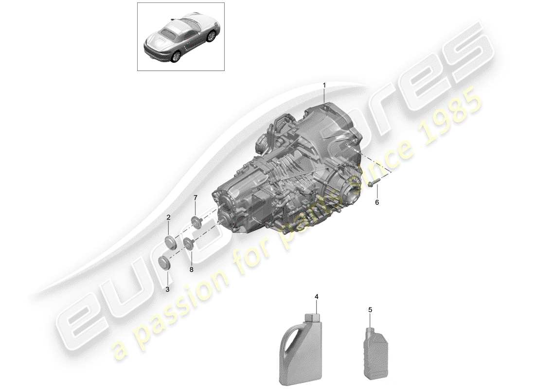 porsche 718 boxster (2018) - pdk - part diagram