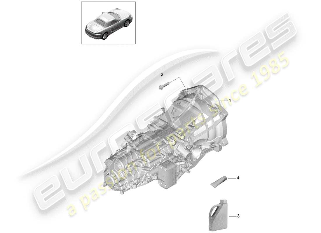 porsche 718 boxster (2018) manual gearbox part diagram