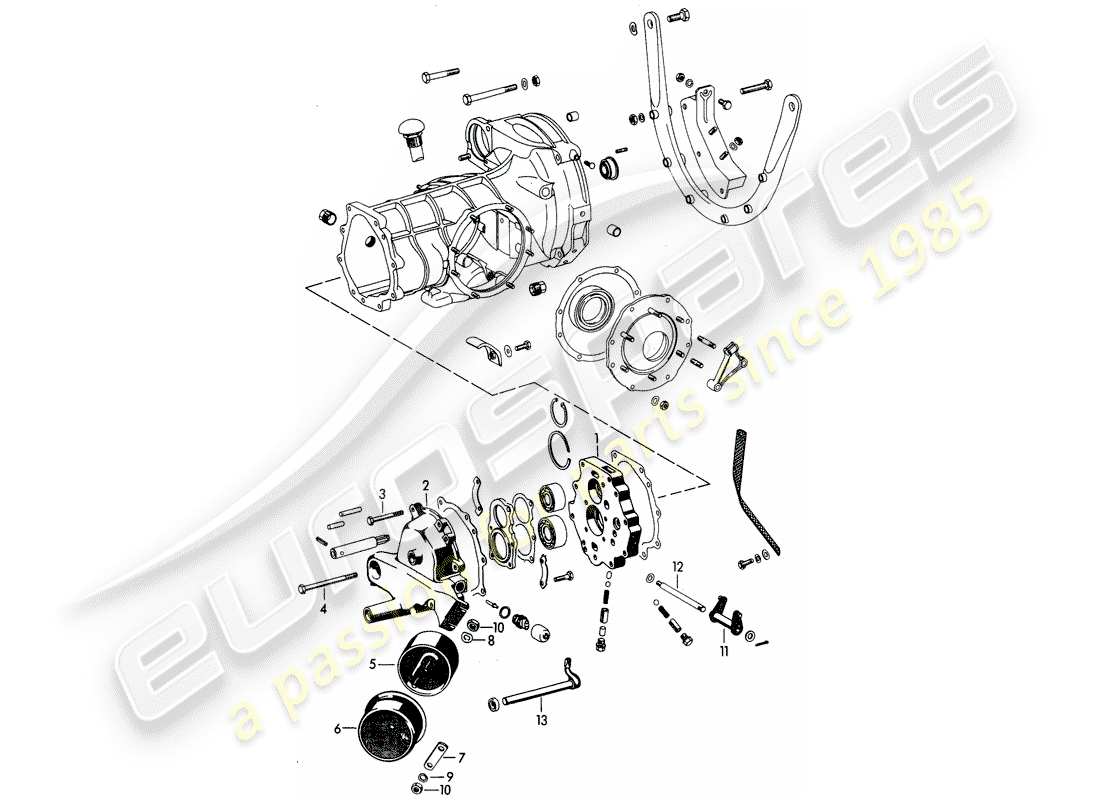 porsche 356b/356c (1964) transmission cover - intermediate plate part diagram