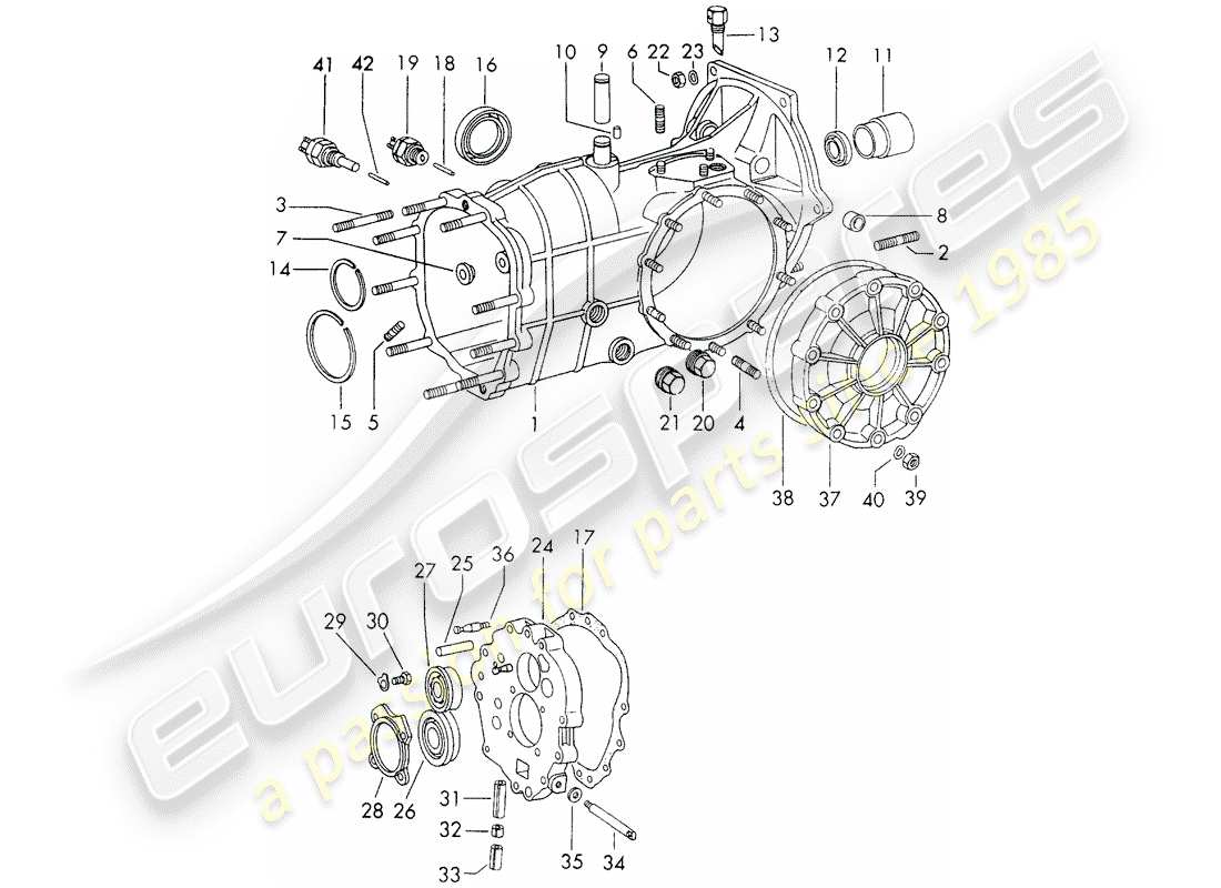 porsche 911 (1970) transmission case - sportomatic - d >> - mj 1971 part diagram