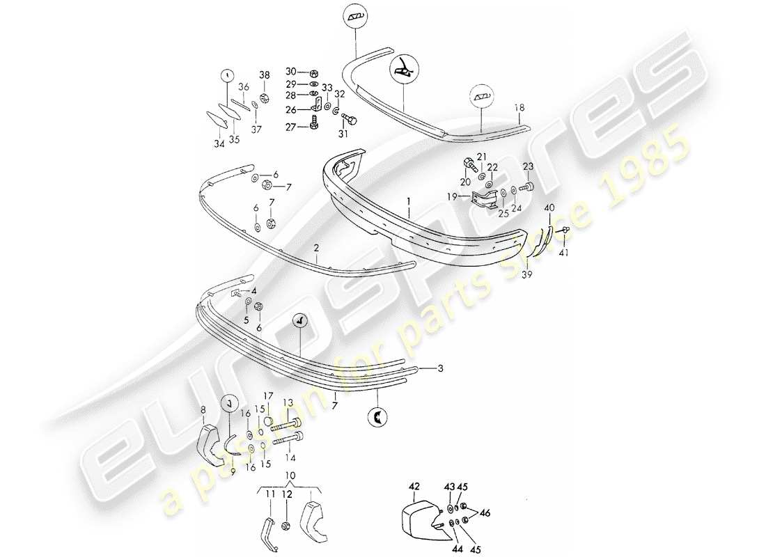 porsche 911 (1971) bumper part diagram