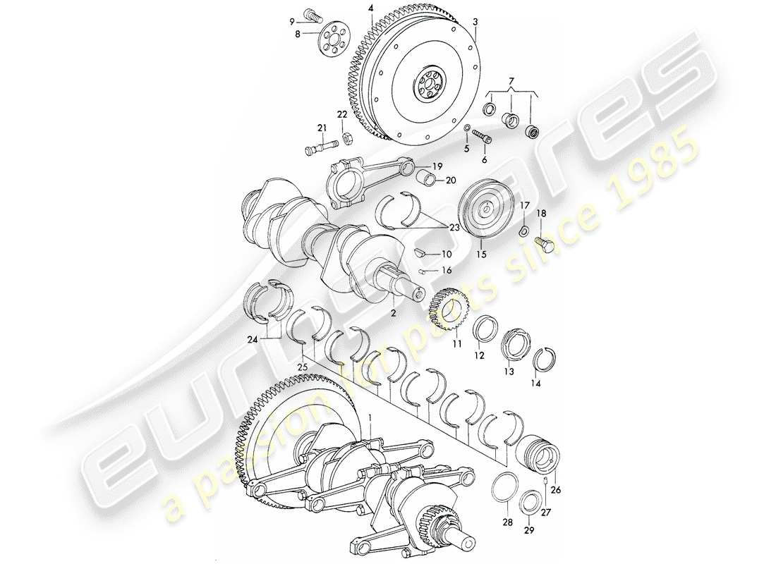 porsche 911 (1971) crankshaft - and - connecting rods part diagram