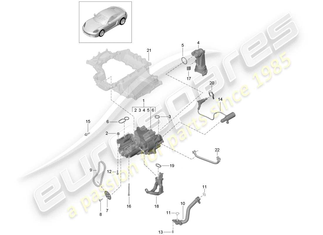 porsche 718 cayman (2020) engine (oil press./lubrica.) part diagram