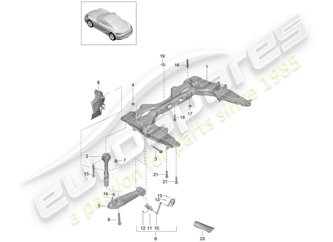 porsche 718 cayman (2020) cross member part diagram