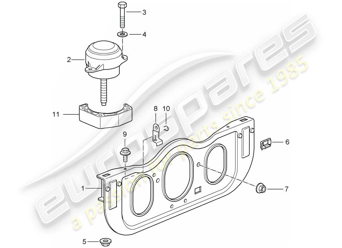 porsche 996 gt3 (2001) engine suspension part diagram