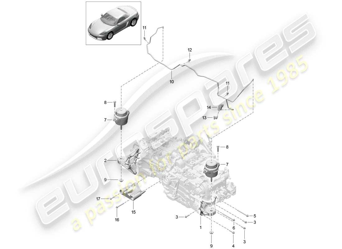 porsche 718 boxster (2019) engine lifting tackle part diagram