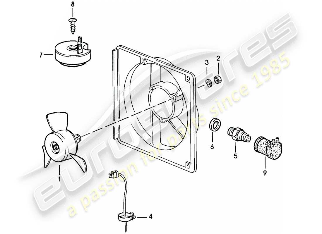 porsche 944 (1983) electric fan part diagram