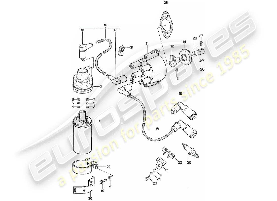 porsche 944 (1983) engine electrics 1 part diagram