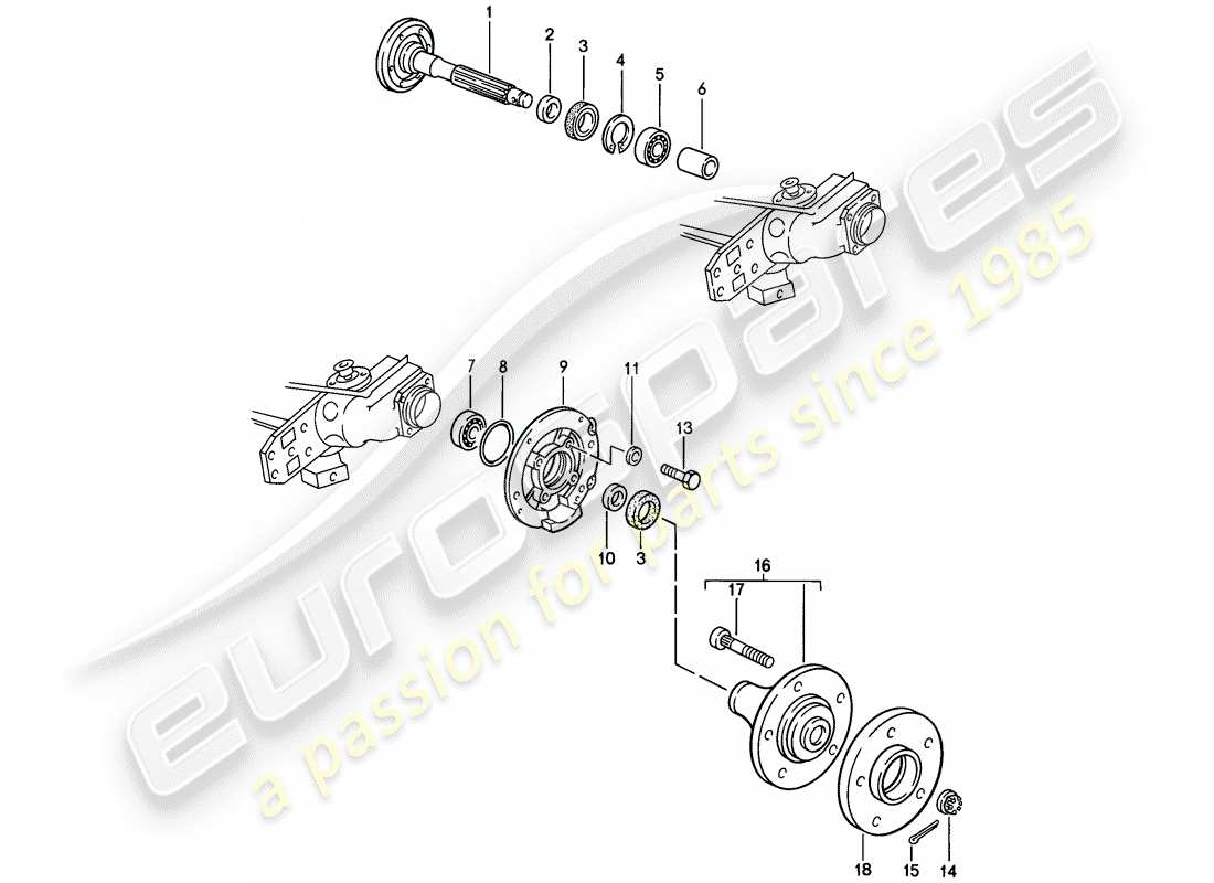 porsche 944 (1983) rear wheel shaft - lubricants part diagram