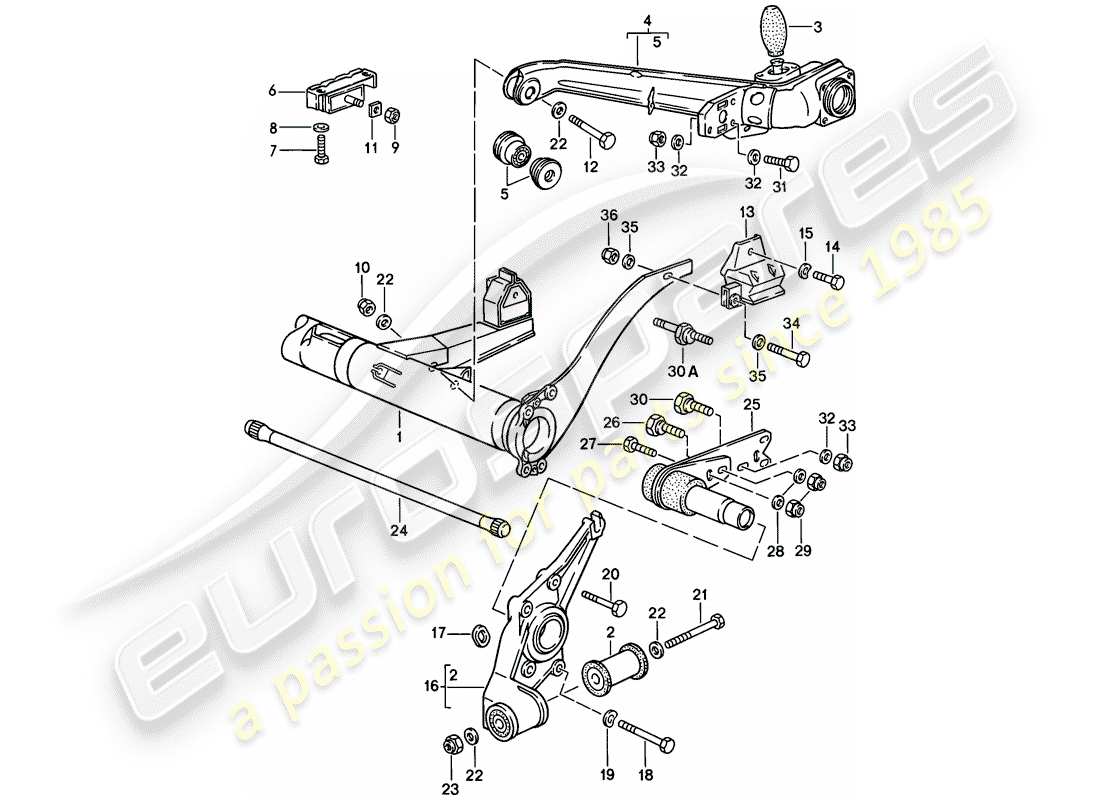 porsche 944 (1983) rear axle carrier - trailing arm part diagram