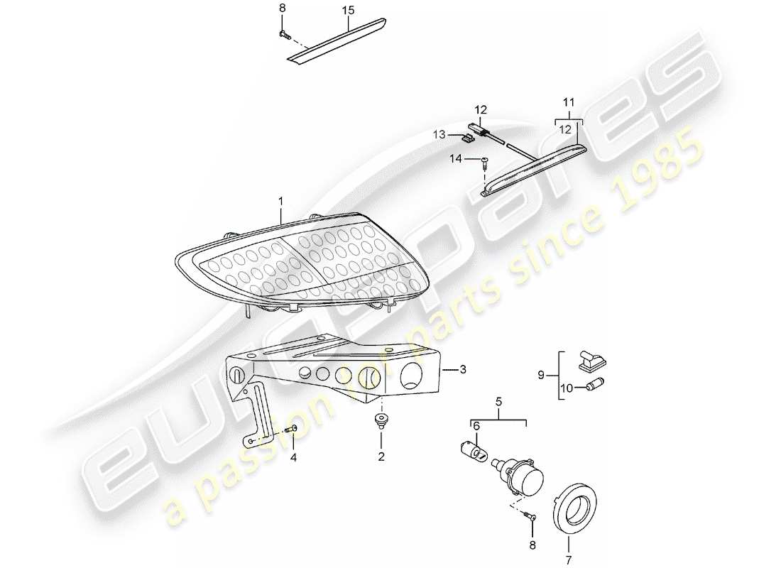 porsche carrera gt (2005) rear light - license plate light - additional brake light part diagram