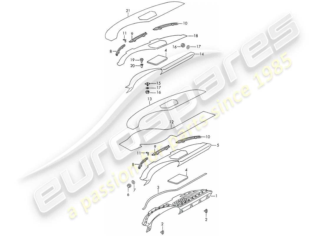 porsche 911/912 (1969) dashboard - dash panel trim - d >> - mj 1968 part diagram