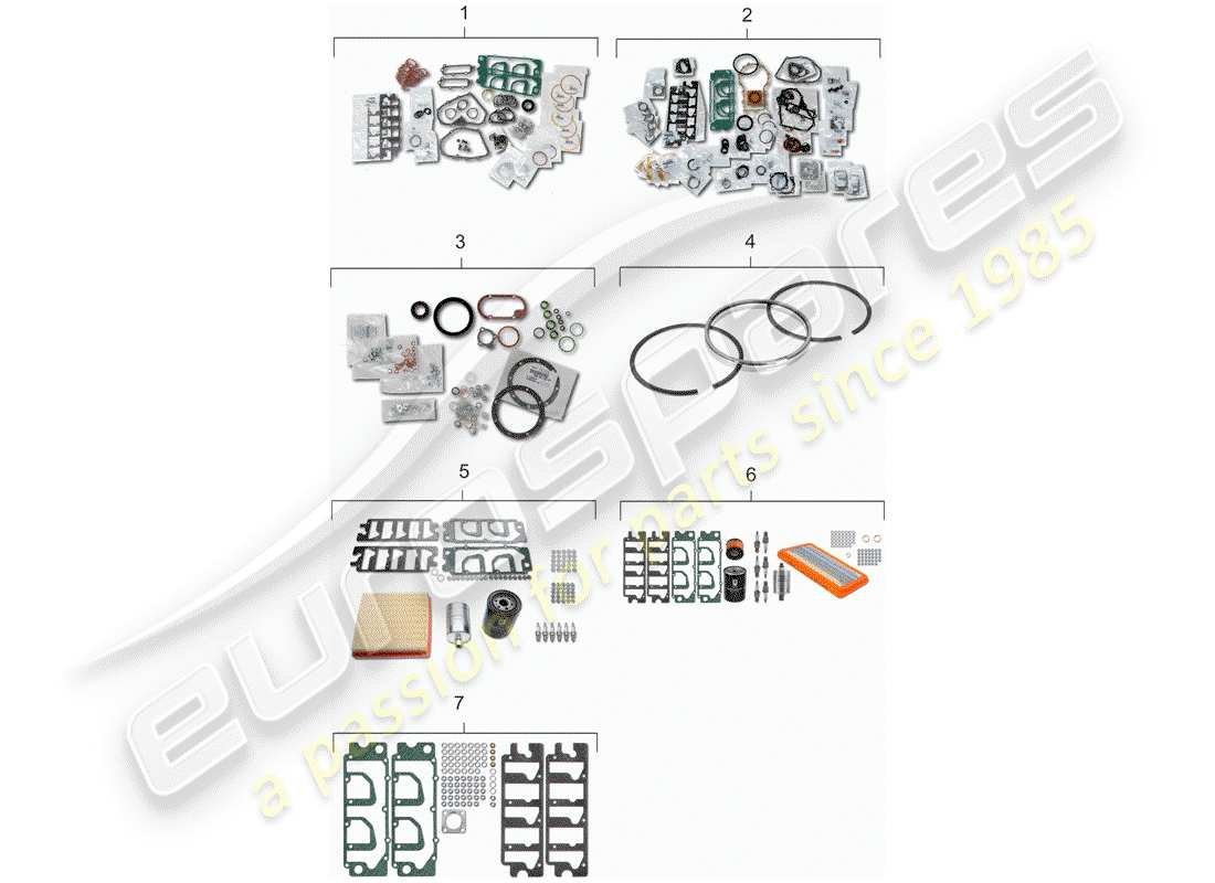 porsche 911 (1986) gasket set - repair kit - maintenance set part diagram