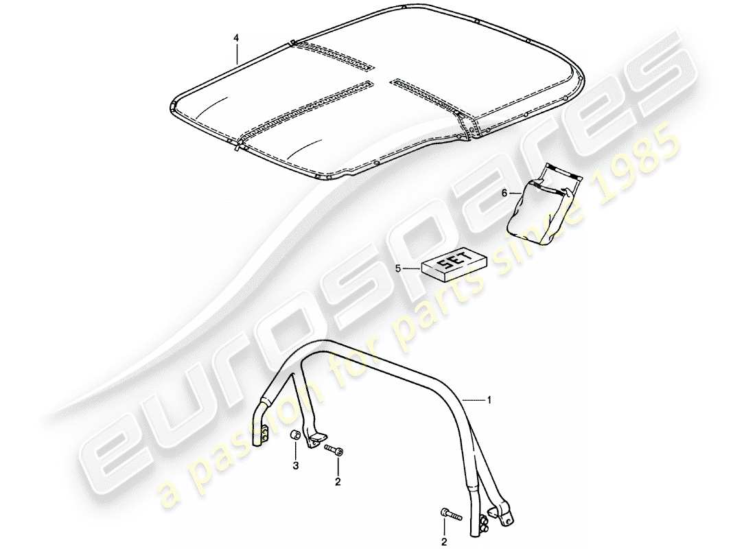 porsche 911 (1982) cover clip - tonneau cover part diagram