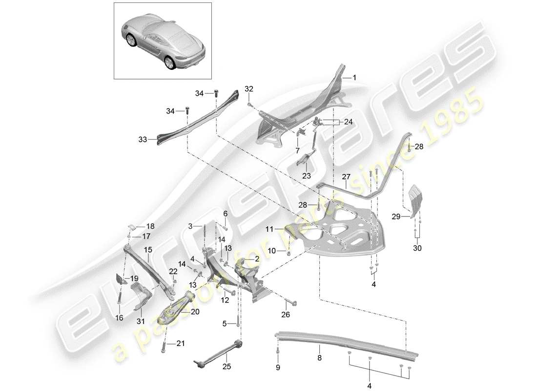 porsche 718 cayman (2020) rear axle part diagram