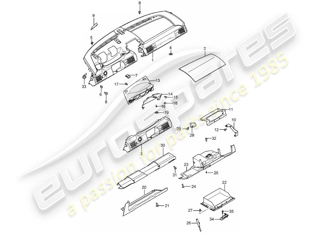 porsche carrera gt (2006) dashboard part diagram