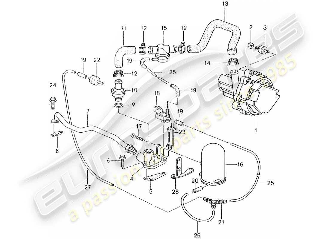 porsche boxster 986 (2001) secondary air pump - d >> - mj 1999 part diagram