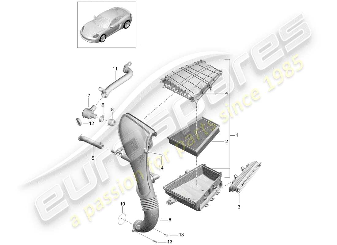 porsche 718 cayman (2020) air cleaner part diagram