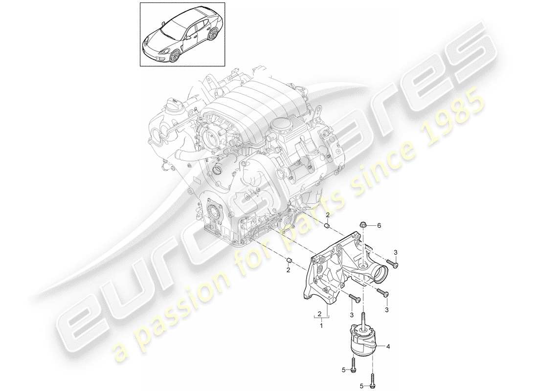 porsche panamera 970 (2010) engine suspension part diagram