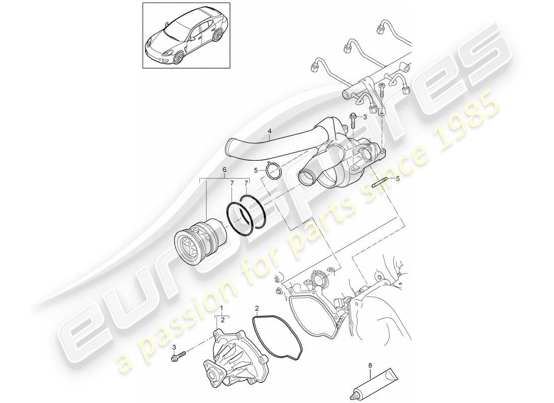 porsche panamera 970 (2010) water pump part diagram