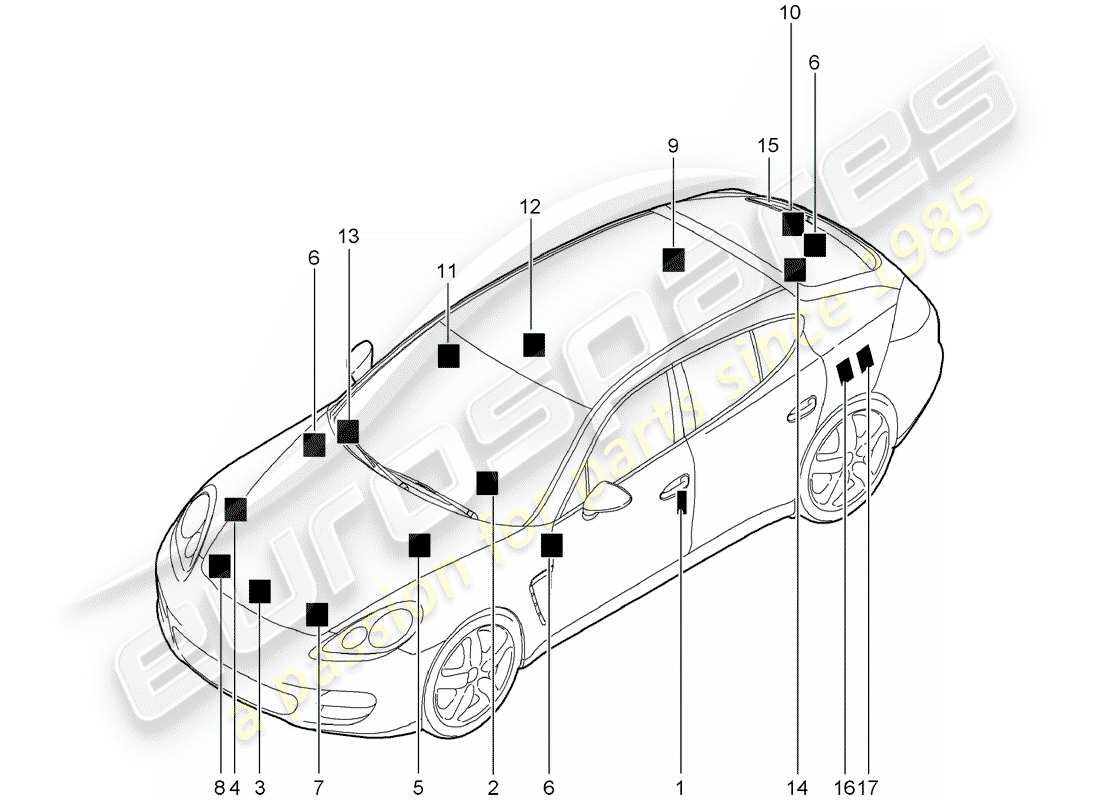 porsche panamera 970 (2010) signs/notices part diagram