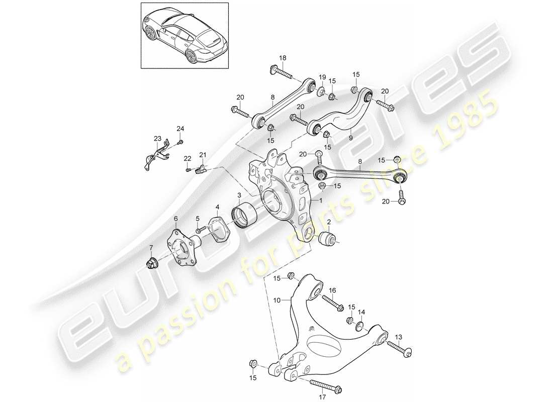 porsche panamera 970 (2010) rear axle part diagram