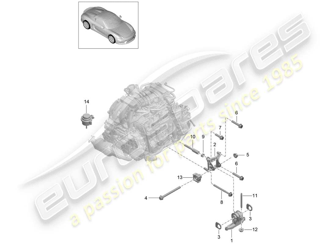 porsche boxster spyder (2016) engine suspension part diagram