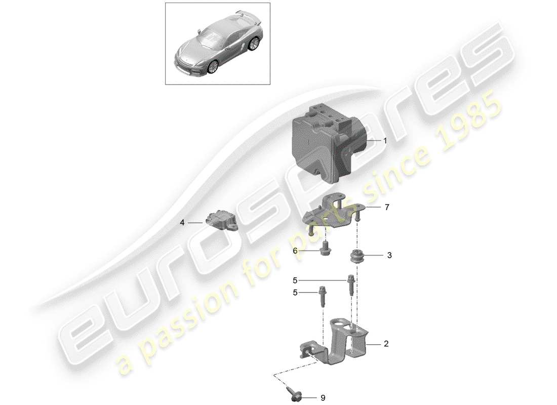 porsche cayman gt4 (2016) hydraulic unit part diagram