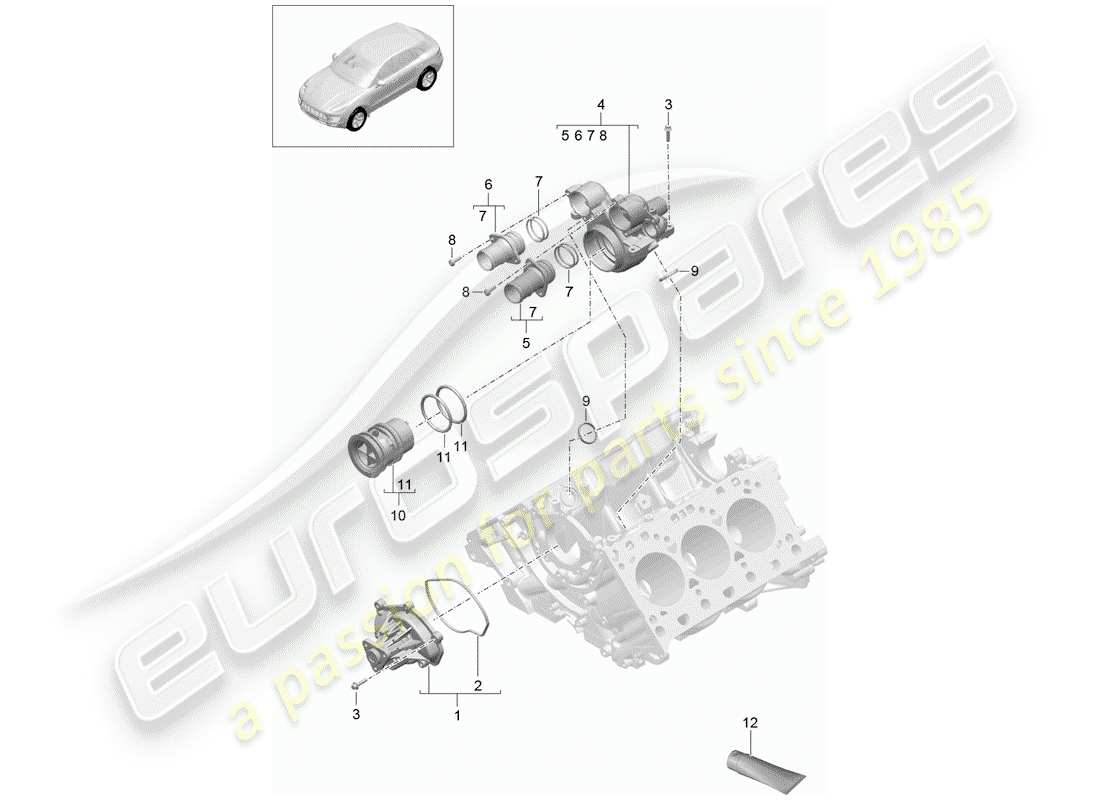 porsche macan (2018) water pump part diagram