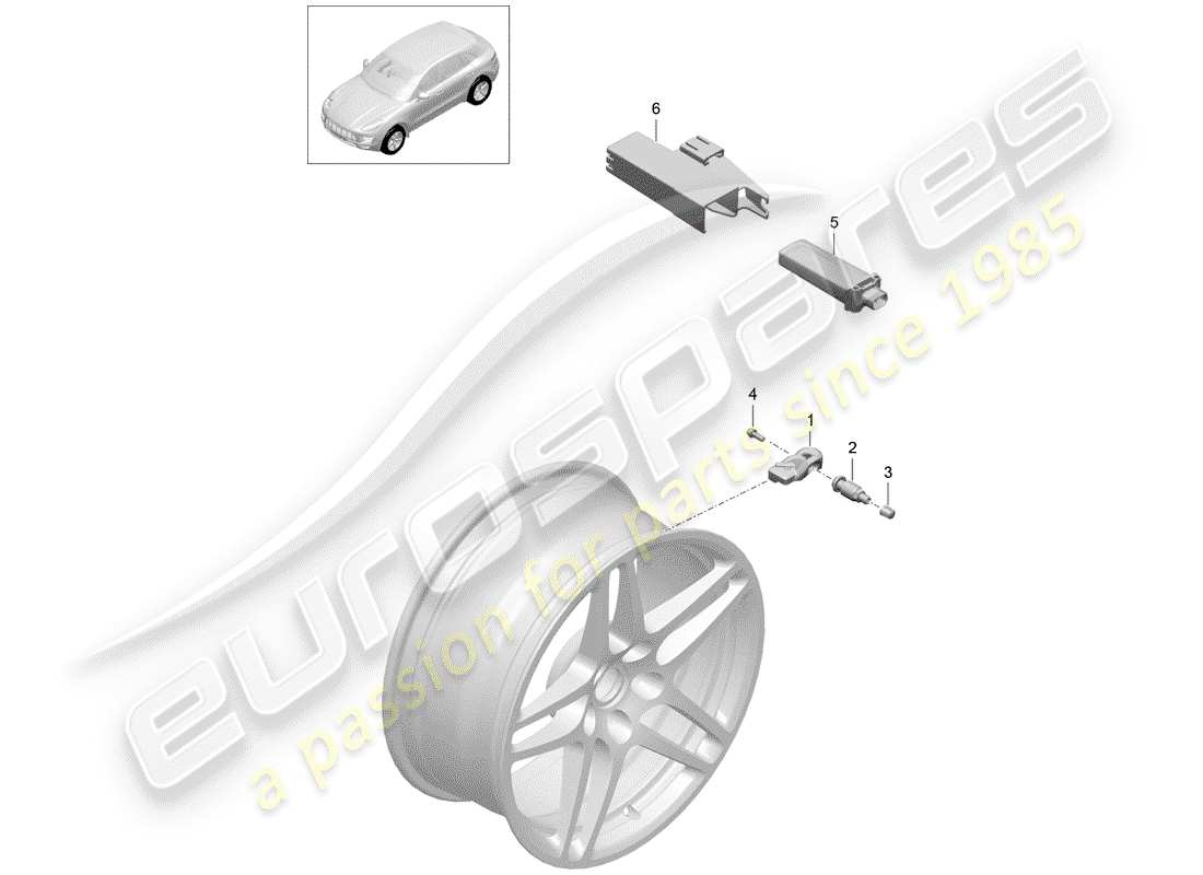 porsche macan (2018) tire pressure control system part diagram