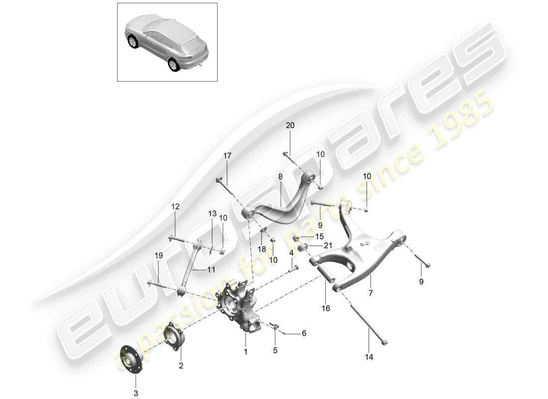 porsche macan (2018) rear axle part diagram