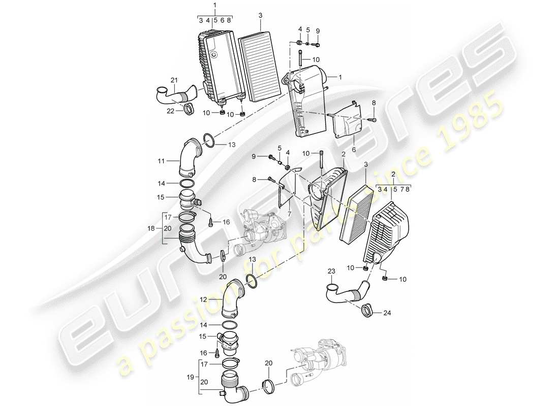 porsche cayenne (2010) air cleaner system part diagram