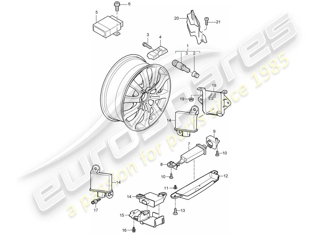 porsche cayenne (2010) tire pressure control system part diagram