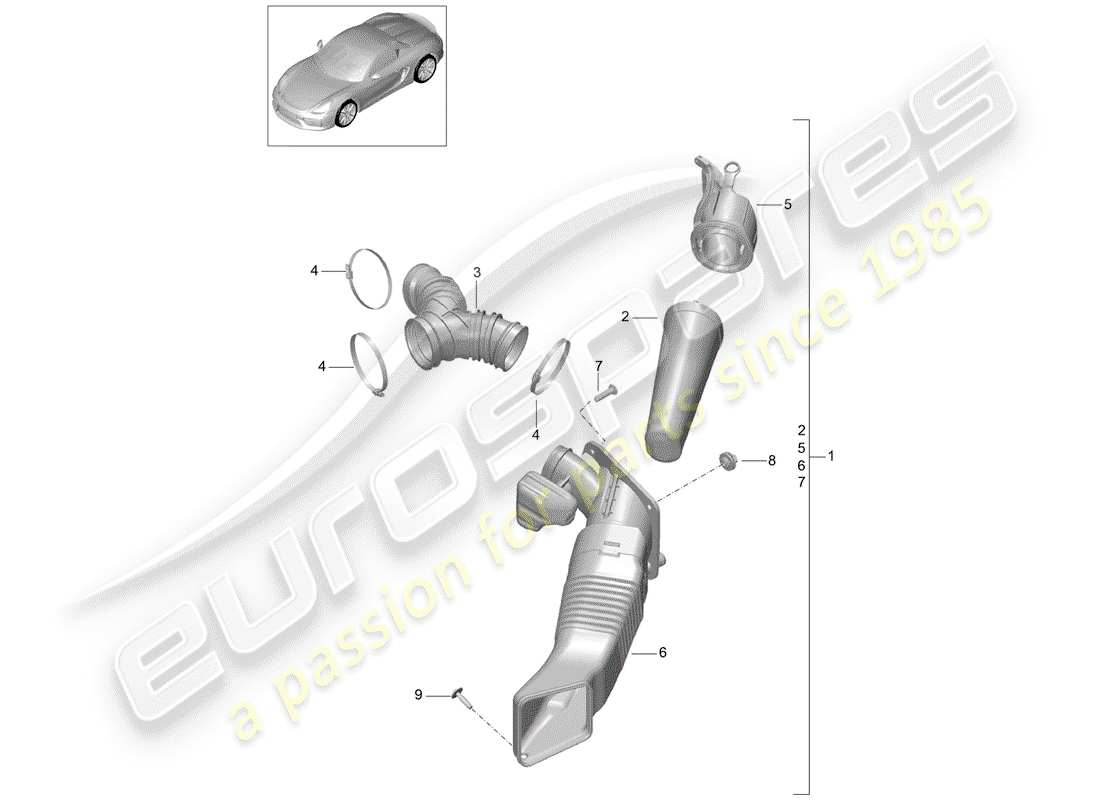 porsche boxster spyder (2016) air cleaner part diagram